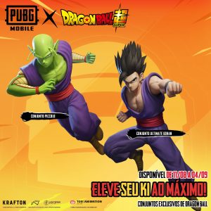 PUBG MOBILE x DRAGON BALL SUPER traz novos conjuntos com Piccolo e Ultimate Gohan, veículos temáticos e skin de arma