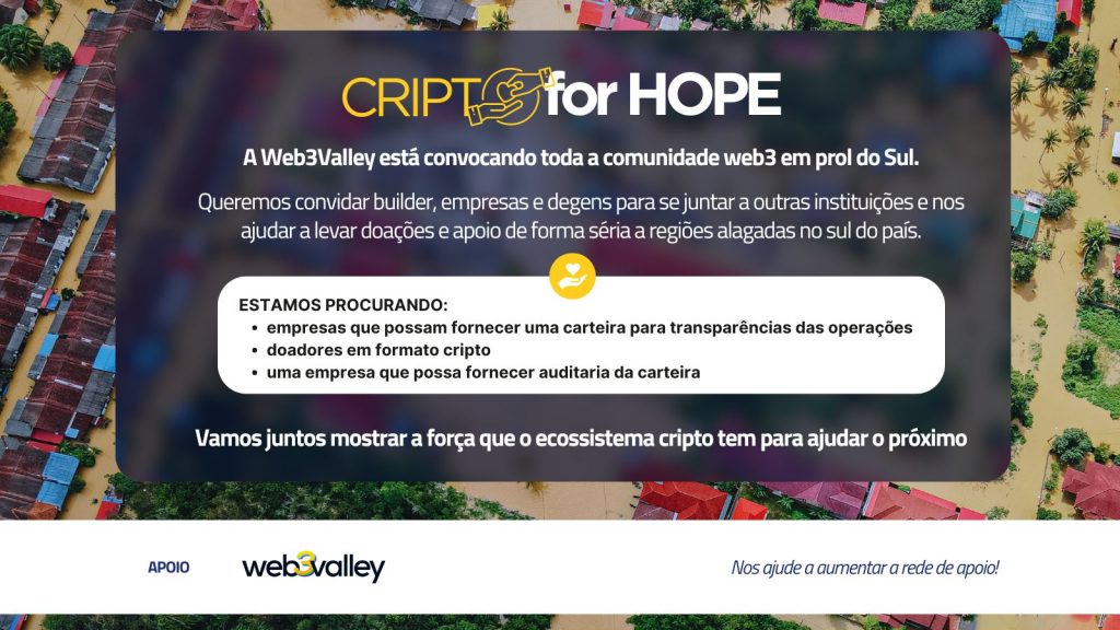 Web3Valley mobiliza comunidade para ajudar vítimas de inundações no sul do Brasil