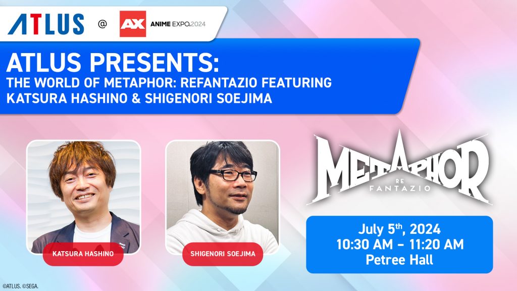 Painel de Metaphor: ReFantazio™ é Anunciado para o Anime Expo 2024 com Presença de Katsura Hashino e Shigenori Soejima