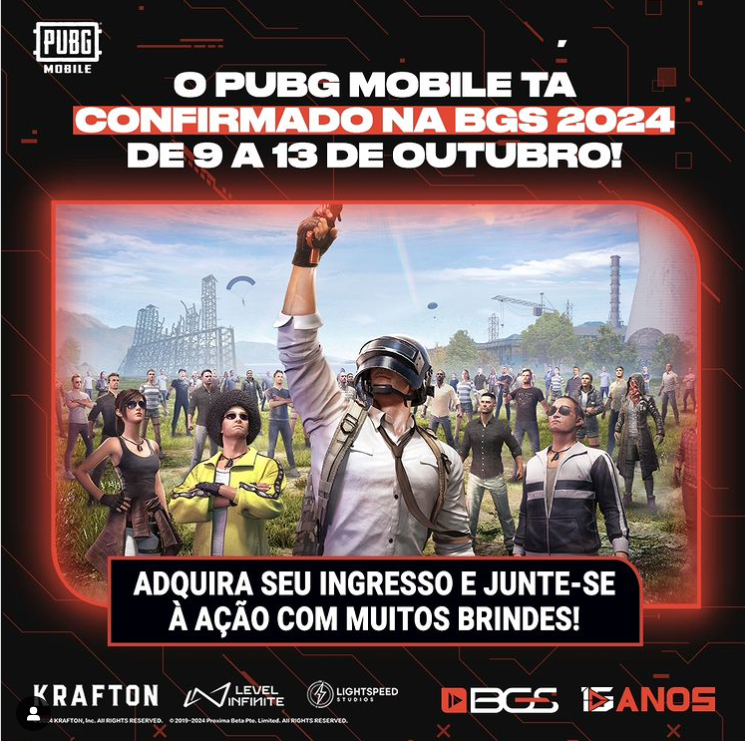 PUBG MOBILE revela detalhes sobre sua participação na Brasil Game Show 2024