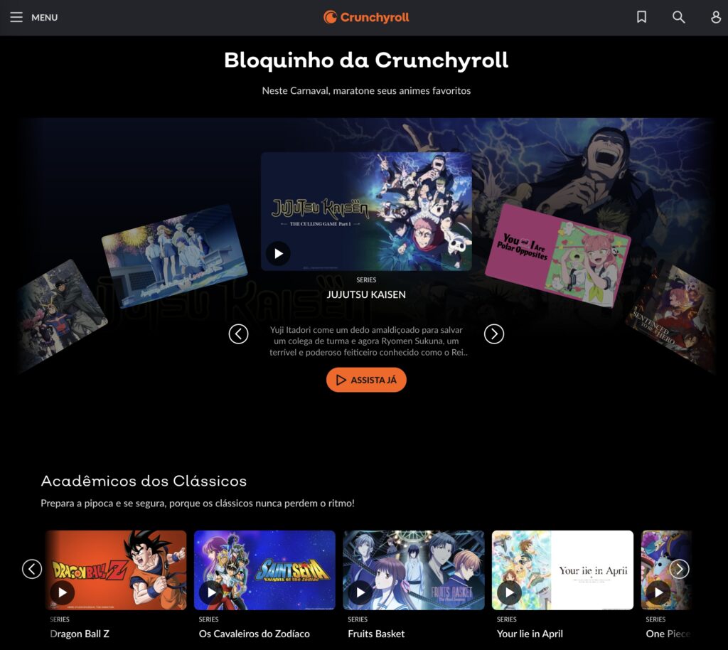 Crunchyroll lança "Bloquinho da Crunchyroll" com coleções temáticas para o Carnaval 2026