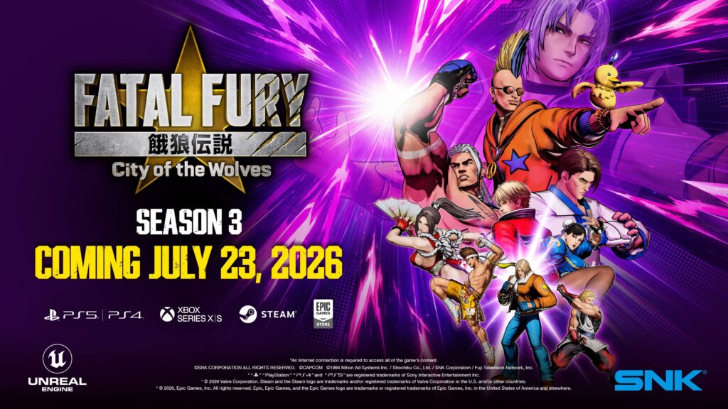 Fatal Fury: City of the Wolves ganha Temporada 3 em 23 de julho, com novo lutador todo mês até dezembro